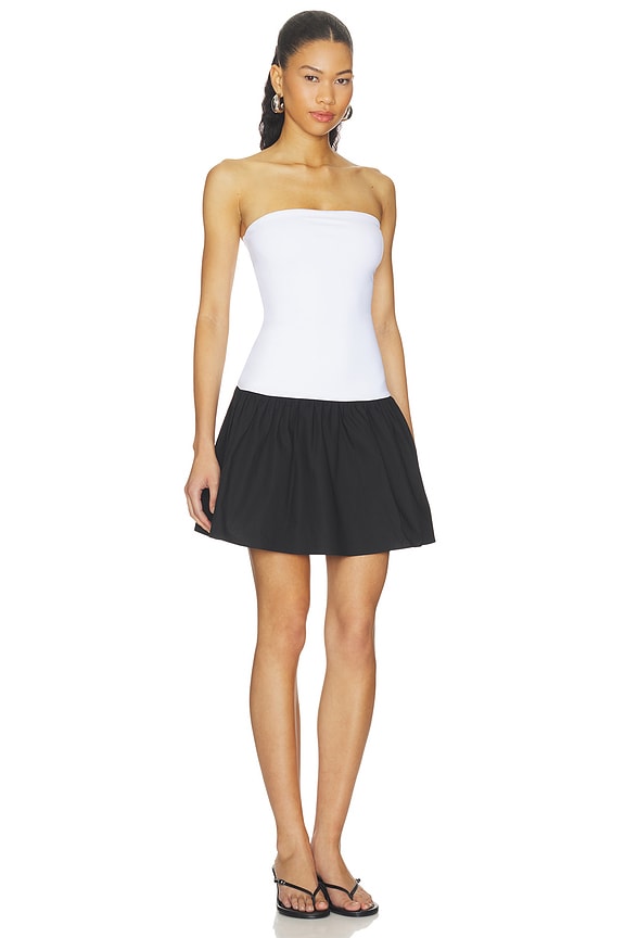 view 2 of 3 Poplin Tube Drop Waist Dress in Sugar & Black