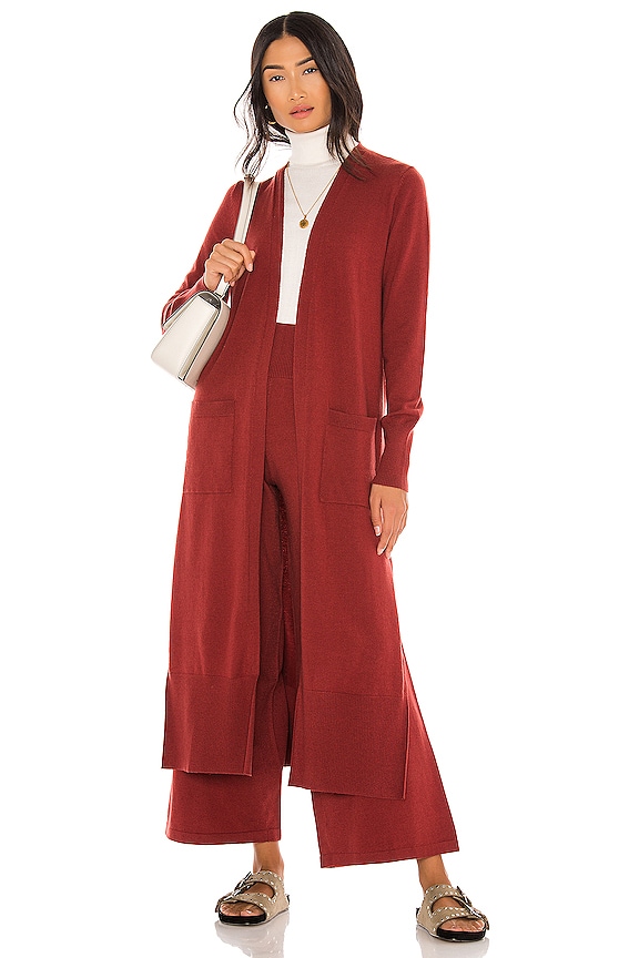 view 1 of 4 Ribbed Duster Cardigan in Terracotta