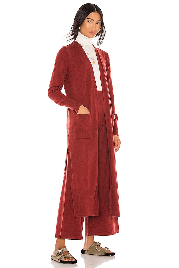 view 2 of 4 Ribbed Duster Cardigan in Terracotta