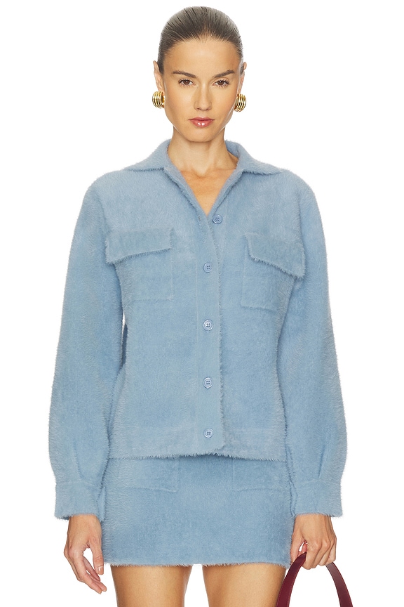 view 2 of 5 Fuzzy Sweater Cargo Jacket in Serenity