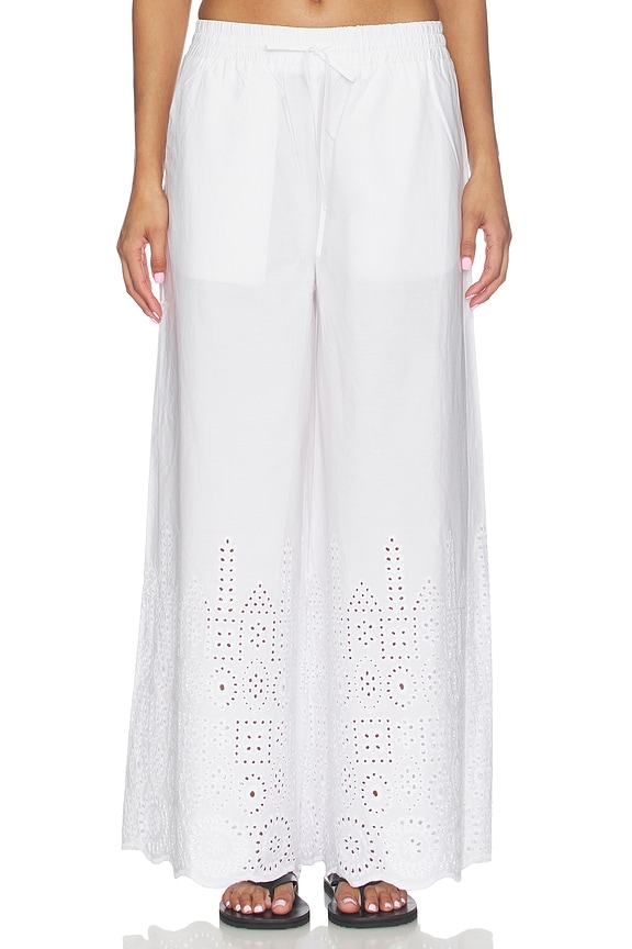 view 1 of 6 Embroidered Wide Leg Pant in Sugar