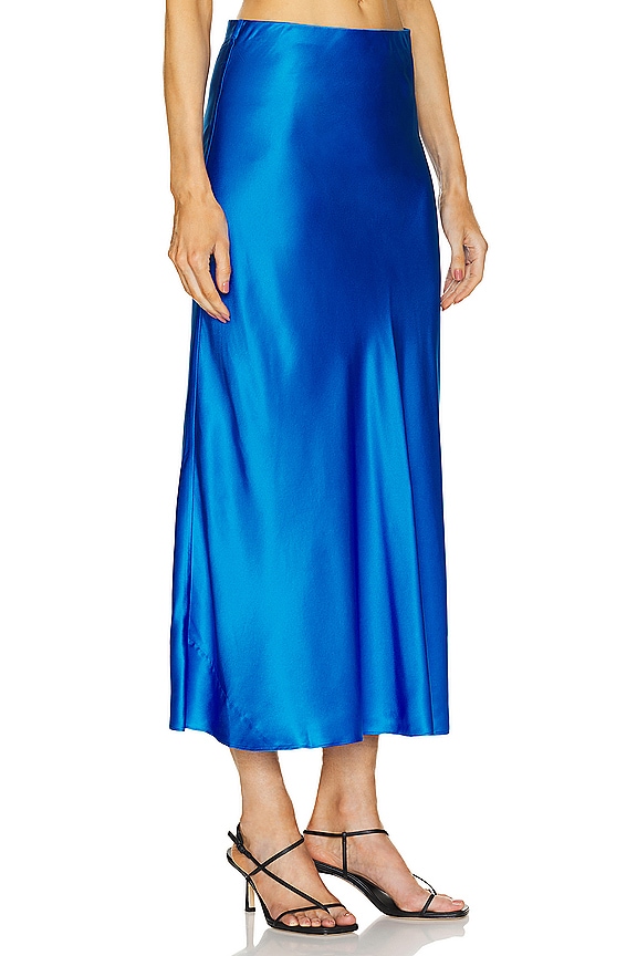 view 2 of 4 Silk Midi Skirt in Cobalt