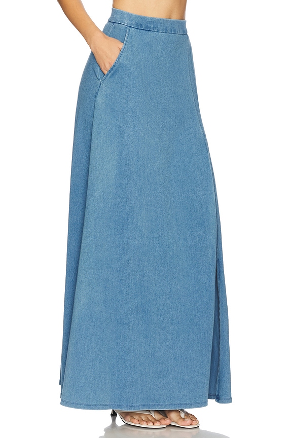 view 2 of 6 Stretch Denim Slit Skirt in Light Denim