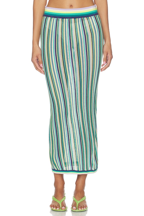view 1 of 6 Stripe Sweater Midi Skirt in Nightlife & Fern