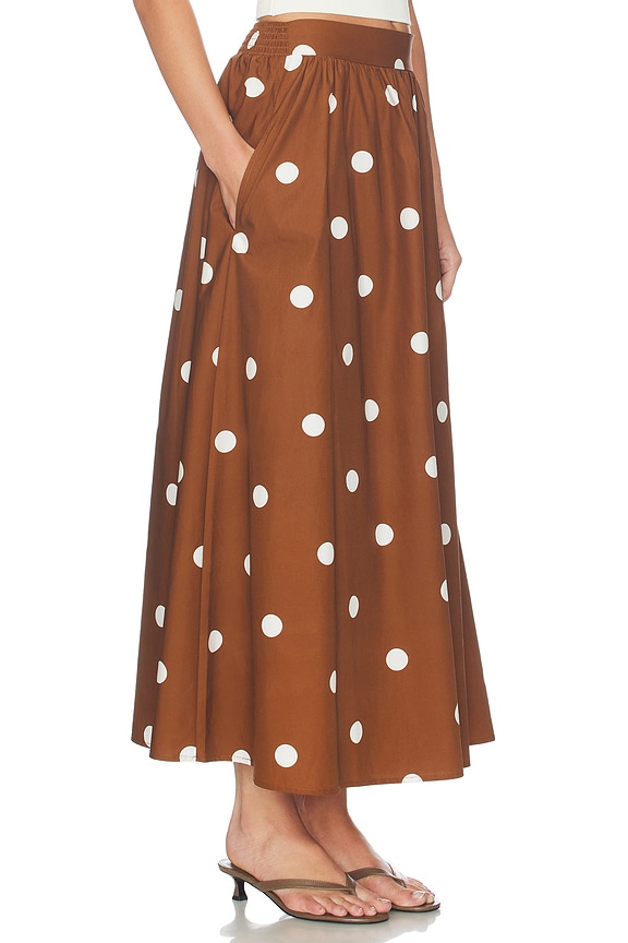 view 2 of 6 Polka Dot Poplin Midi Skirt in Toast & Sugar