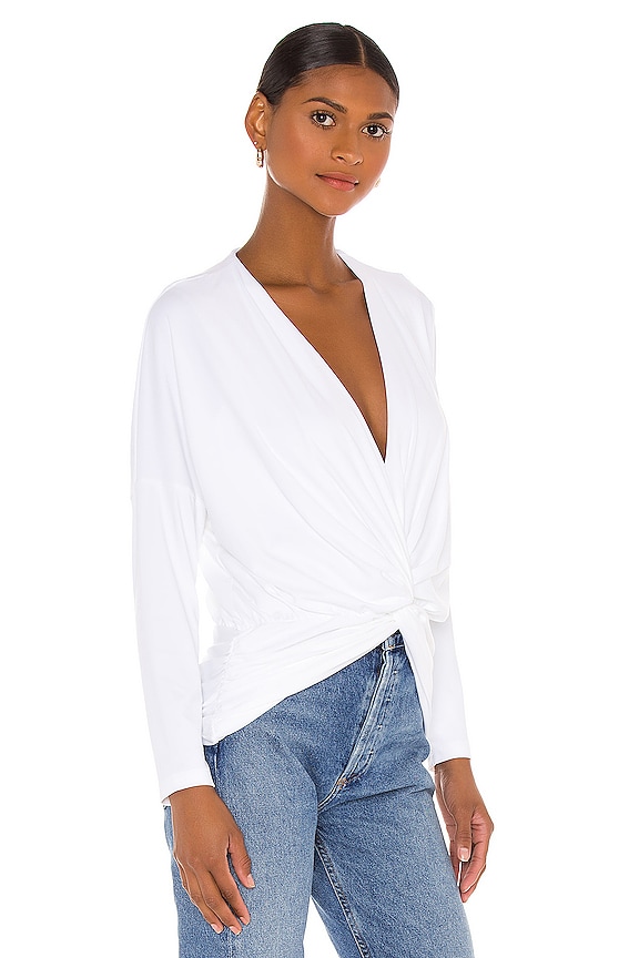 view 2 of 4 Long Sleeve Twist Front Dolman Top in Sugar