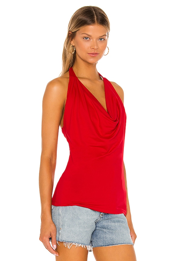 view 2 of 4 Cowl Halter Top in Perfect Red