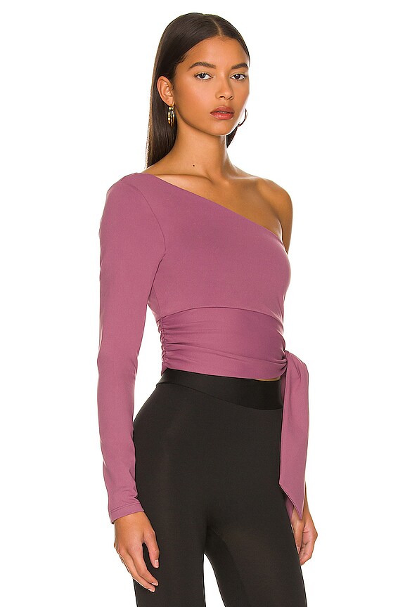 view 2 of 5 One Arm Tie Waist Top in Amethyst