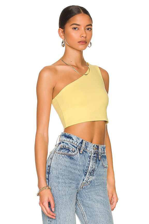 view 2 of 4 One Shoulder Crop Top in Lemon Zest