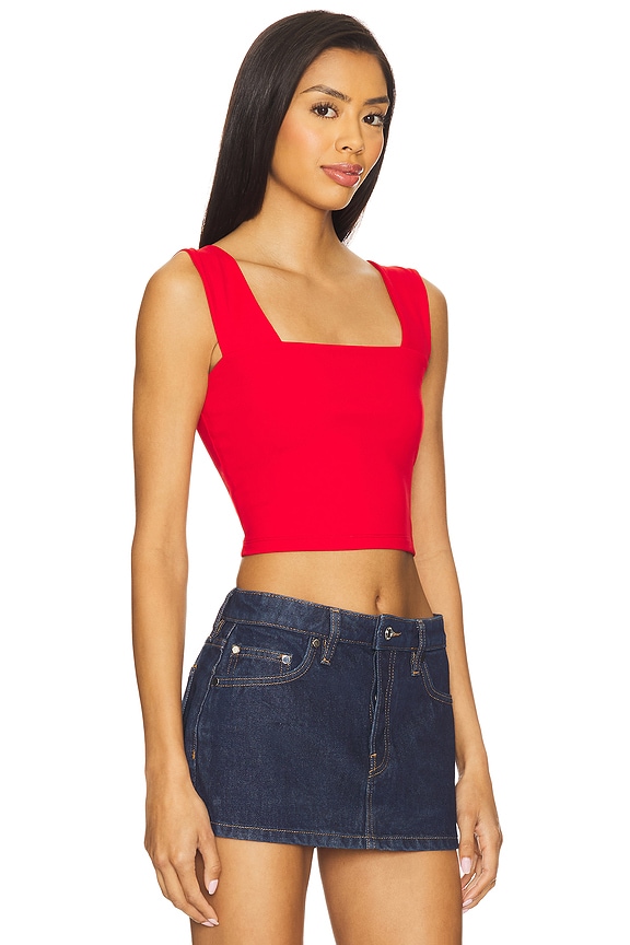 view 2 of 4 TOP CROPPED WIDE STRAP in Perfect Red
