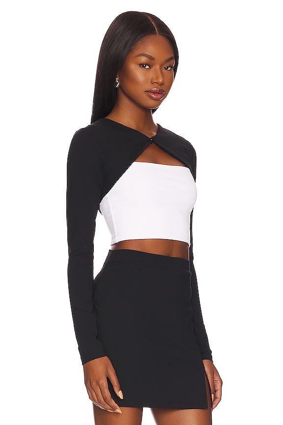 view 2 of 4 Snap Front Crop Top in Black