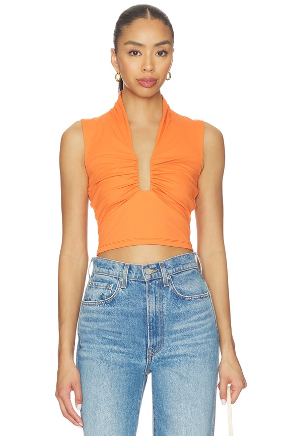 view 1 of 4 Square Gathered Sleeveless Top in Apricot