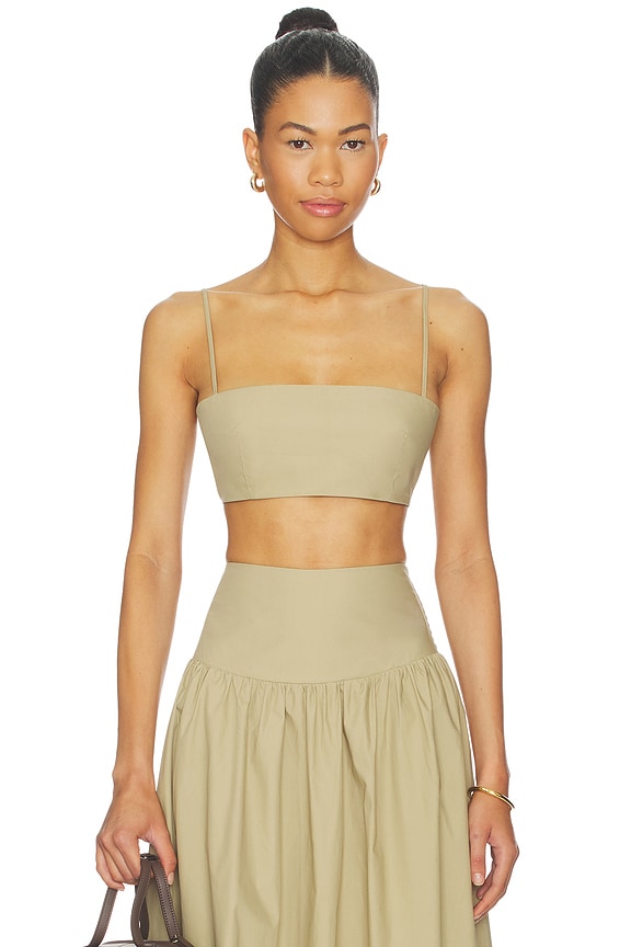 view 1 of 4 Crop String Top in Taupe