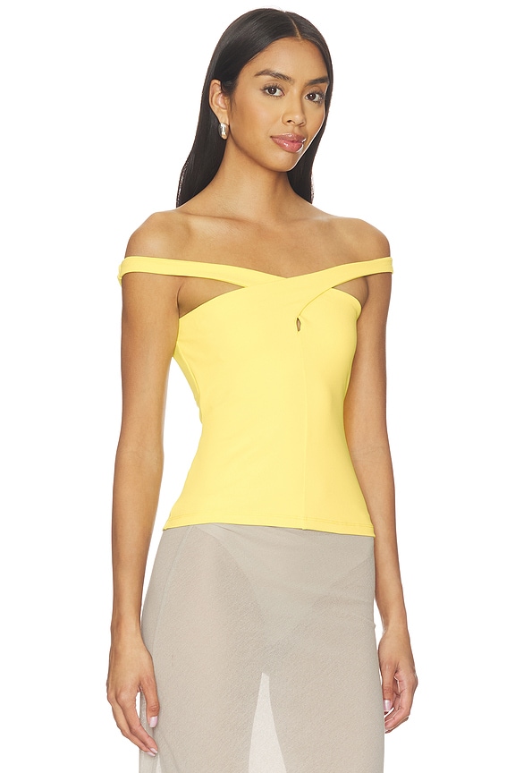 view 2 of 4 Cross Front Top Off Shoulder Top in Lemon Meringue