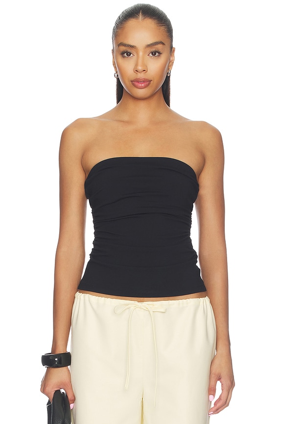 view 1 of 4 Waist Gathered Tube Top in Black