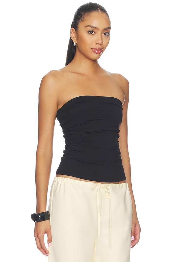 view 2 of 4 Waist Gathered Tube Top in Black