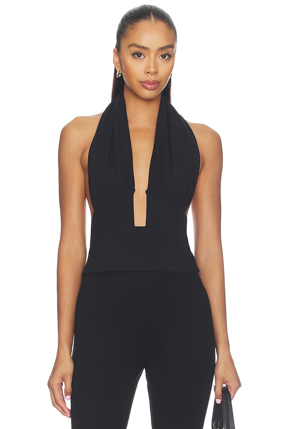 view 1 of 4 TOP HALTER GATHERED  in Black
