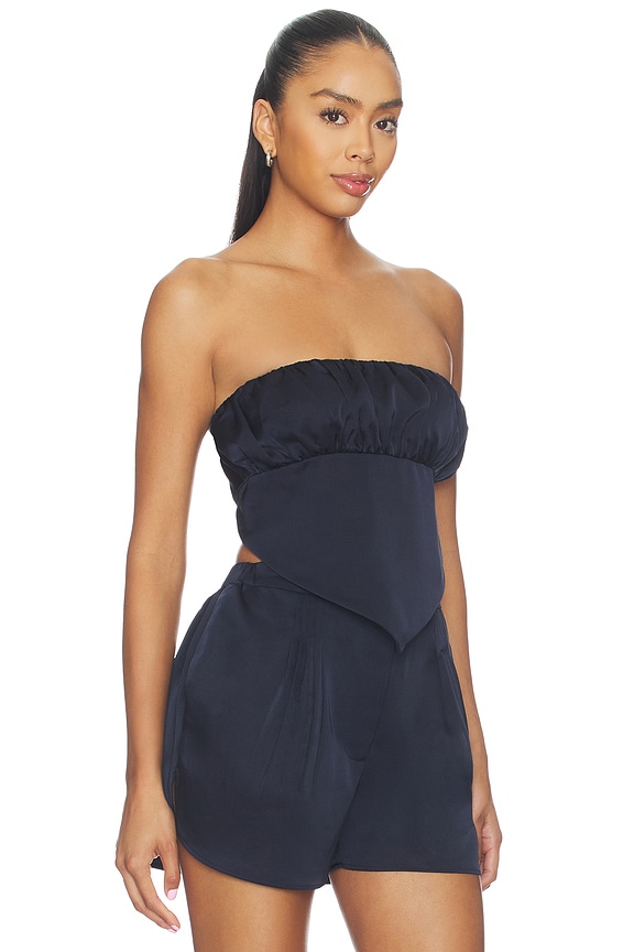 view 2 of 4 Satin Scarf Tube Top in Midnight