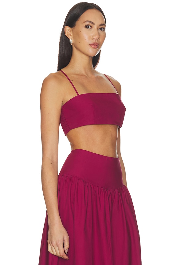 view 2 of 4 Poplin Crop String Top in Beaujolais