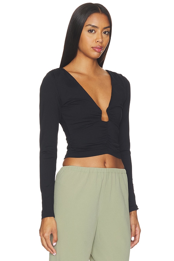 view 2 of 4 Angle Wire Gathered Longsleeve Top in Black