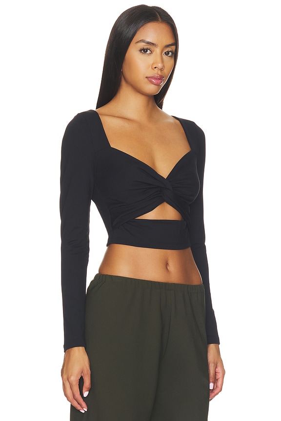 view 2 of 4 Twisted Front Longsleeve Top in Black