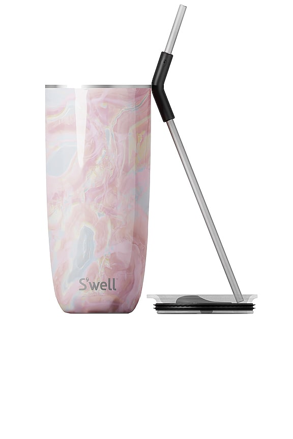 view 2 of 5 GOBELET AVEC PAILLE TUMBLER WITH STRAW in Geode Rose