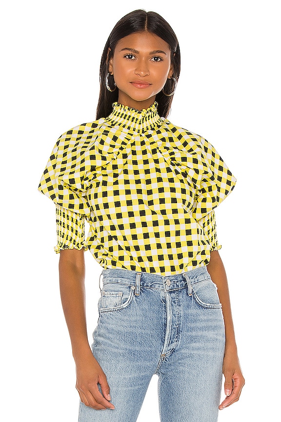 view 1 of 4 Puff Sleeve Blouse in Checkmate Yellow