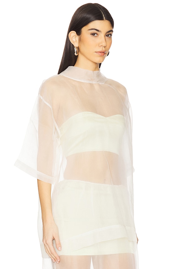 view 2 of 4 Sweetheart Satin Bandeau & High Collar Sheer Tee in Pistachio