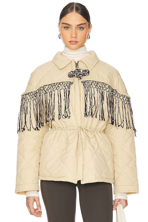 view 2 of 5 Tiara Puffer With Handknitted Tassels in Beige