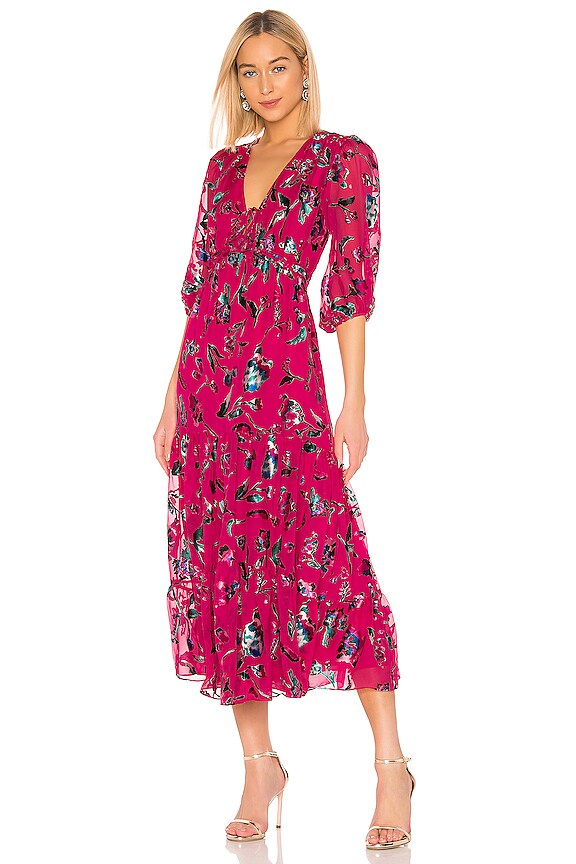 Tanya Taylor Dulce Floral Dress in Hot Pink | REVOLVE