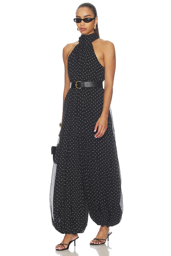 view 1 of 6 Chiffon Balloon Jumpsuit in 1000 Black Comb