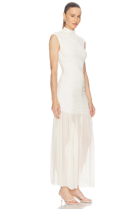 view 2 of 4 MAXIVESTIDO LACE RUCHED MAXI DRESS in Egret