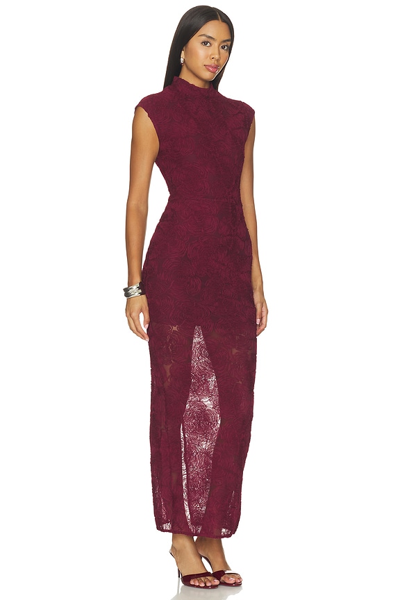 view 2 of 3 Flower Mesh Maxi Dress in Decadent Chocolate