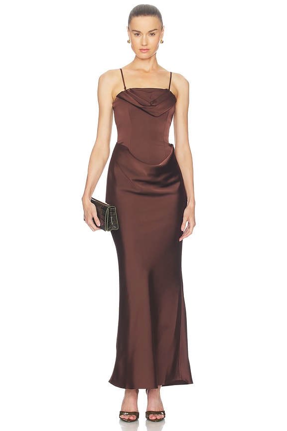 view 2 of 4 Corsage Long Dress in Chicory Coffee