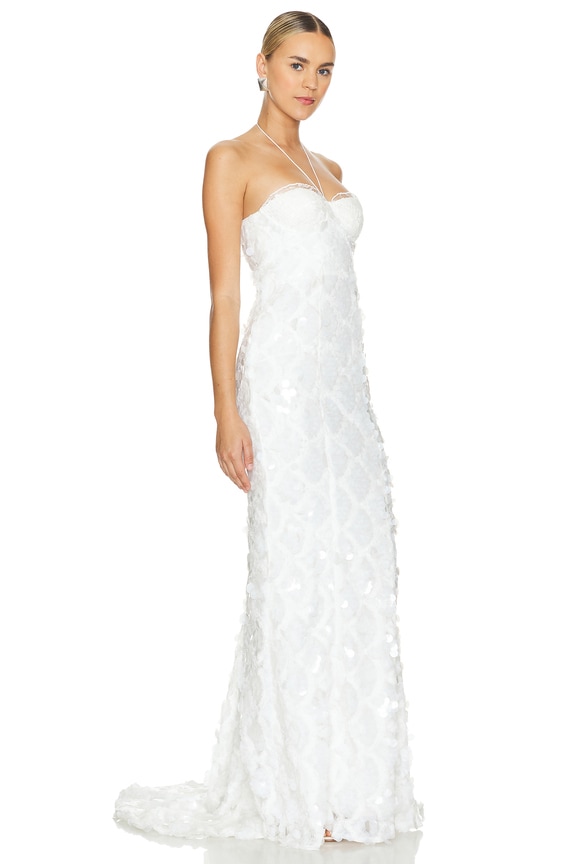 view 2 of 4 МАКСИ-ПЛАТЬЕ-КОМБИНАЦИЯ С ПАЙЕТКАМИ in Egret