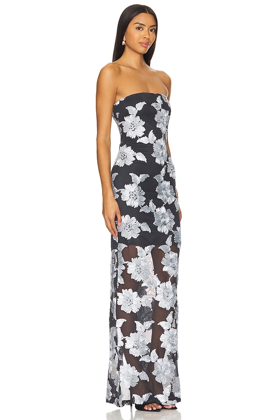 view 2 of 4 VESTIDO TUBO FLOWER MESH in Gray Pinstripe