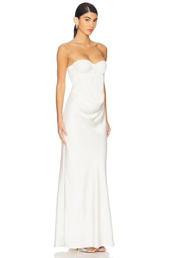 view 2 of 4 Satin Pearl Corset Dress in Egret