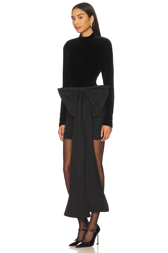 view 2 of 3 МИНИ-ПЛАТЬЕ ИЗ БАРХАТА С БАНТОМ. in Black