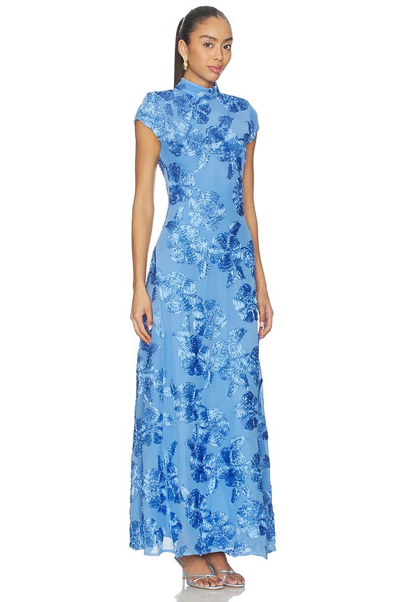 view 2 of 4 Mesh Capsleeve Maxi Dress in Hydrangea Blue