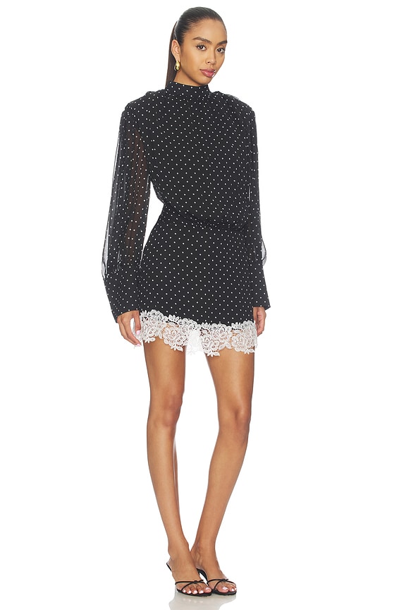 view 2 of 4 MINIVESTIDO MINI DRESS LONGSLEEVE LACE DETAIL in 1000 Black Comb