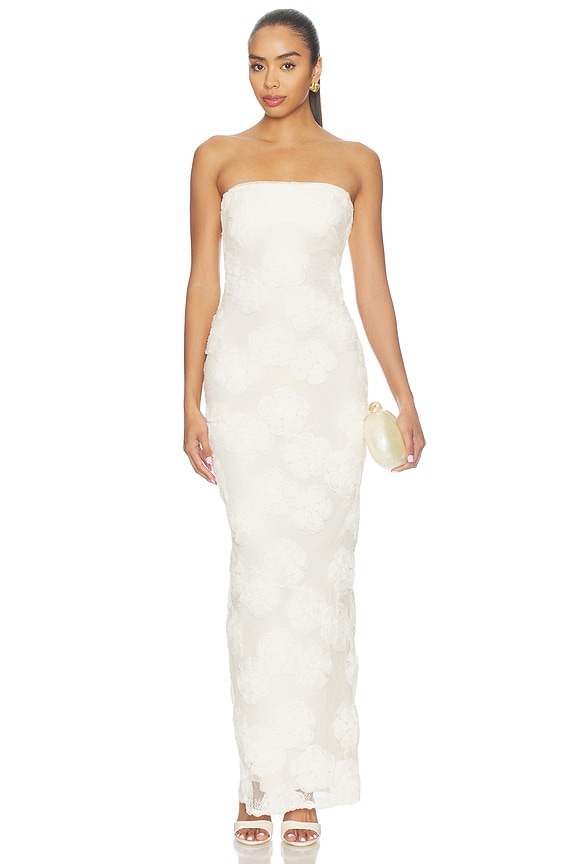 view 1 of 4 ROBE TUBE FLOWER MESH TUBE DRESS in Egret