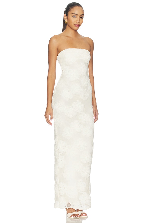 view 2 of 4 ROBE TUBE FLOWER MESH TUBE DRESS in Egret