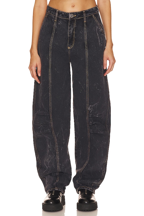 ROTATE SUNDAY Washed Wide Pants in Acid Washed Black | REVOLVE