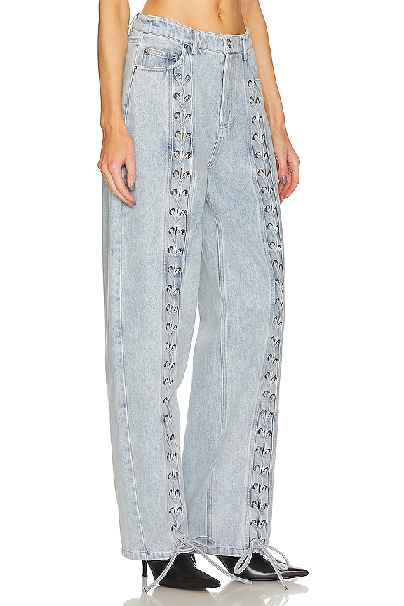 view 2 of 5 Denim Laced Leg Pant in Light Blue Denim