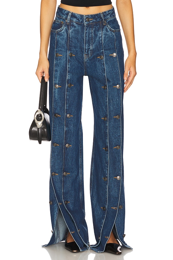 view 2 of 7 Dixie Button Jean in Medium Blue Denim