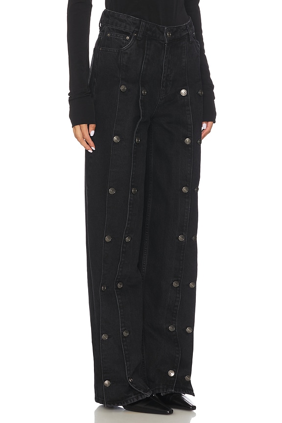 view 2 of 6 Dixie Button Wide Leg in Black Denim