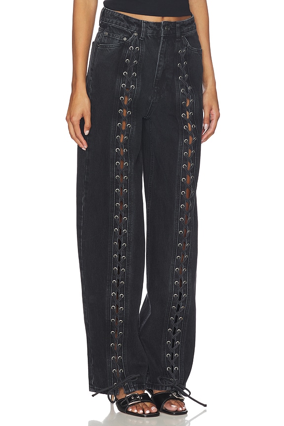 view 2 of 6 Laced Wide Leg in Black Washed