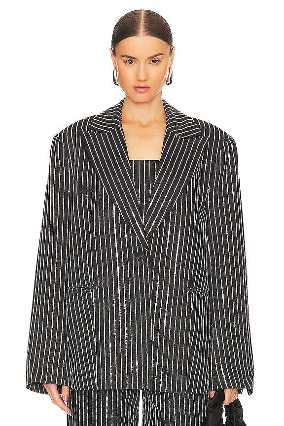view 2 of 6 Sequin Twill Blazer in Black
