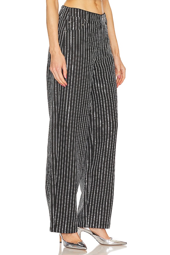 view 2 of 5 Sequin Twill Wide Leg Pant in Black