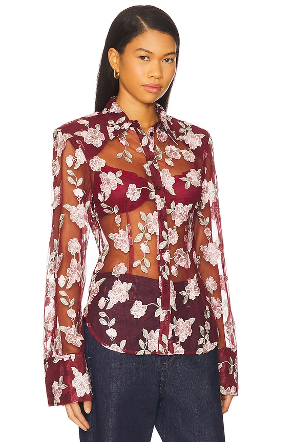 view 2 of 5 Mesh Fitted Shirt in Zinfandel Combo